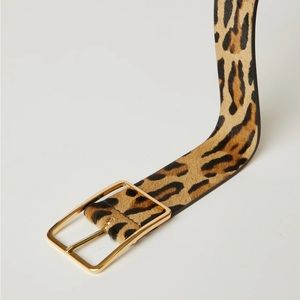 B LOW THE BELT MILLA CALF HAIR LEATHER ANIMAL PRINT BELT leopard gold Large